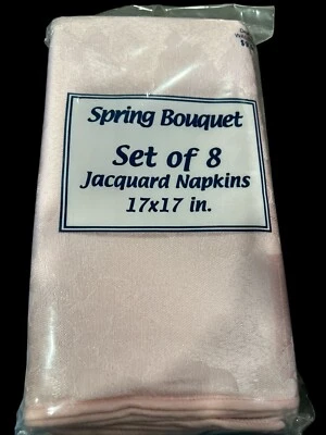 Vtg Spring Bouquet Jacquard Napkins Mauve Pink Set of 8 17x17 Sealed - Image 1 of 4