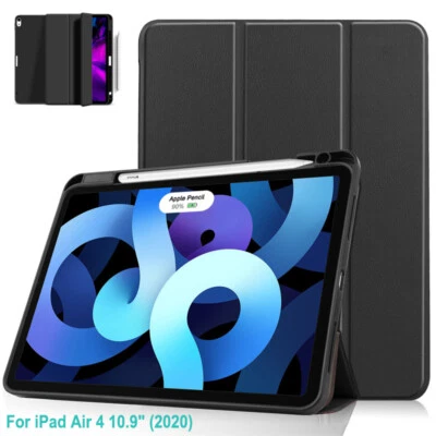 For iPad Air 4 10.9" 2020 Pro 11" 2021 Case Smart Cover Stand With Pencil Holder - Image 1 of 4