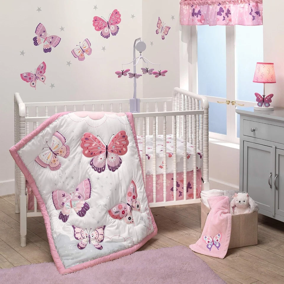 Bedtime Originals Butterfly Kisses 3piece Crib Bedding Set Multicolor