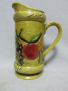 Signed Geo Z Lefton 4334 Japan Ceramic Handpainted StillLife Pitcher Art Pottery - Picture 1 of 5