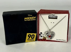 Disney Mickey Mouse Original 90 Years Anniversary Necklace Silver Plated Girl - Picture 1 of 4