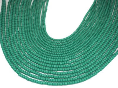 Czech Round Smooth Pressed POPPY Glass Beads in Green Turquoise 3mm 8/0, 4mm 6/0 - Image 1 of 3