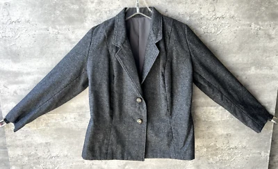 Vintage 1960s Handmade Gray Wool Blend Pleated Blazer Skirt & Pants Set Size M - Image 1 of 4