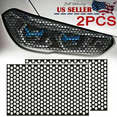 2x Car Rear Tail Light Cover Black Honeycomb Sticker Tail-lamp Decal Accessories - Image 1 of 4