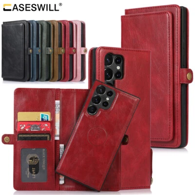 Funda tipo billetera de cuero Ultra 2 en 1 para Samsung Galaxy S25 S24 S23 S22 S21 FE Foto 1 de 4