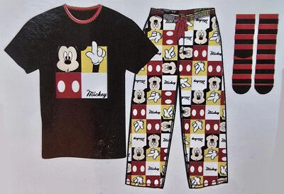 ¡Conjunto en caja de camisa, pantalones y calcetines para dormir de 3 piezas de Disney Mickey Mouse para hombre! Foto 1 de 2