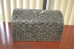 HANDGEMACHTE ACHAT EDELSTEIN CABOCHON VERZIERTE KUPPELTRUHE BOX 16" - Bild 1 von 6