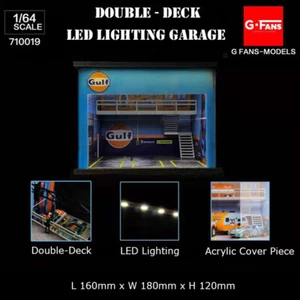 G-Fans 1/64 Assemble Double-Desk LED Lighting Model Car Station - Gulf Coating - Picture 1 of 7