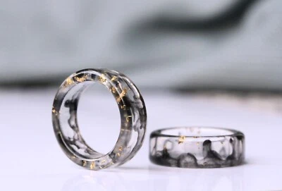 Resin Ring Blattgold Kunststoff Ring handgemacht Geschenk für sie Chunky - Bild 1 von 4