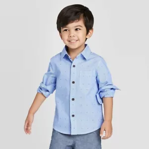 Cat & Jack™ Toddler Boys' 18M Long Sleeve Dressy Clipspot Button-Down Shirt NEW - Picture 1 of 4