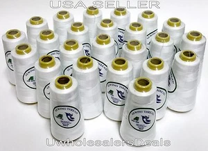 24 Big Spools Sewing Thread Polyester WHITE 2500 yards each Spool NEW - Picture 1 of 1