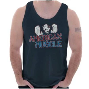 Gym Workout Bodybuilder Retro Popeye Cartoon Mens Tank Tops Sleeveless Shirt Tee - Picture 1 of 8
