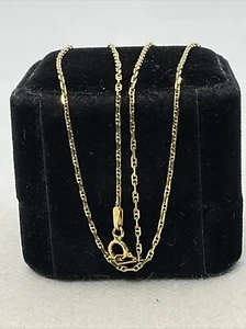 ITALY Solid 14K Yellow Gold Diamond Cut ANCHOR Chain Necklace 16” length 1.9gr. - Picture 1 of 19