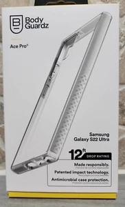 BodyGuardz Ace Pro CLEAR / WHITE Case ☆Samsung Galaxy S22 Ultra☆ Phone Slim NEW  - Picture 1 of 10