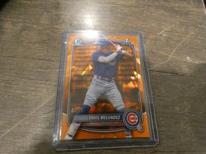 2025 Bowman Chrome Sapphire Yahil Melendez /25 ORANGE Chicago Cubs Bowman 1st - Bild 1 von 4