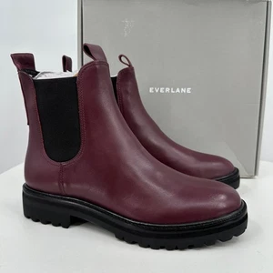 Everlane The Lug Chelsea Boot Bordeaux 10 Damen Leder Stiefelette klobige Sohle - Bild 1 von 7