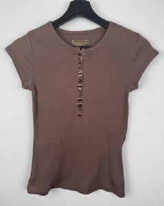 Limited Too Top Size XL 16 Brown Ultimate Henley Y2K Elena Gilbert Bella Swan - Picture 1 of 10