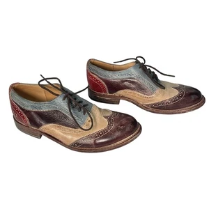 Zapatos para mujer Bed Stu de cuero rojo/azul Oxford con cordones 8,5 - Usados - Imagen 1 de 7