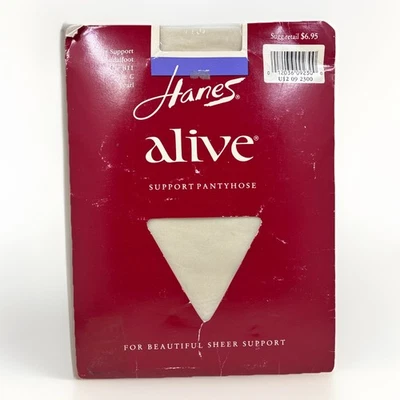 VTG NOS Hanes Alive Pearl Support Pantyhose Sheer Support Sandalfoot Size C - Image 1 of 4