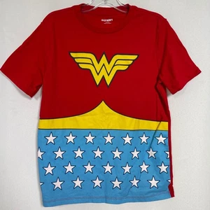 Wonder Woman Old Navy DC Comics Red Blue Yellow Costume T-Shirt Kid's LARGE - Picture 1 of 9