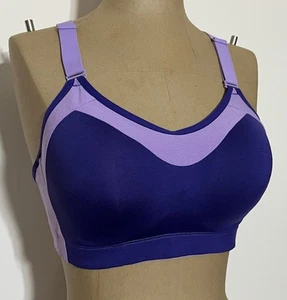 Sujetador deportivo Champion soporte alto púrpura talla mediana correas traseras ajustables usado - Imagen 1 de 10