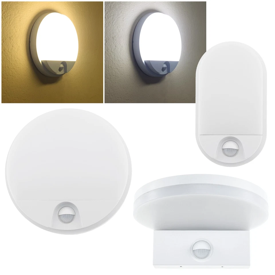LED Wand-Lampe mit PIR Bewegungsmelder 230V 10/15W IP54/IP65 Innen Außen-Bereich - Bild 1 von 1