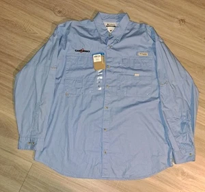 Columbia PFG Bonehead Men XL Blue Shirt Button Down Long Sleeve Vented Fishing - Picture 1 of 16