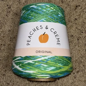 Peaches & Creme Cotton Yarn, 14 Oz. Cone, Emerald Energy Ombré- Blue Green White - Picture 1 of 5