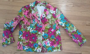 David Crystal VTG Mod Era Flower Print Jacket Size Small Flower Child - Picture 1 of 13
