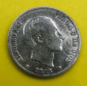 1885 PHILIPPINES 10 Centimos Spain Colony, Espana, ALFONSO XII - Picture 1 of 8