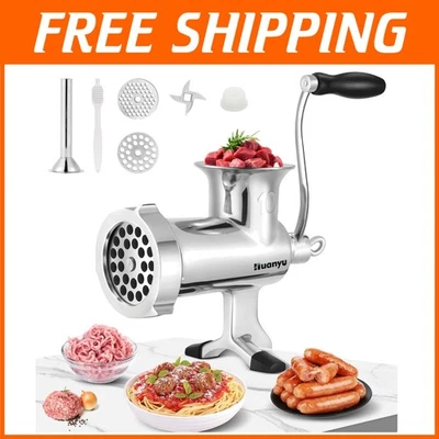 Stainless Steel Manual Meat Grinder with Multiple Attachments for Fresh Cooking - Image 1 of 4