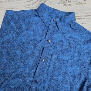 Alaskan Hardgear AKHG Chilkat River Shirt Mens Medium Blue Snap AOP Gorpcore - Picture 1 of 11