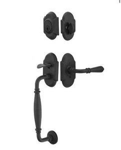 Emtek Black Wrought Steel Sectional Normandy LH Door Lever Handle Tubular 2-3/4” - Picture 1 of 18