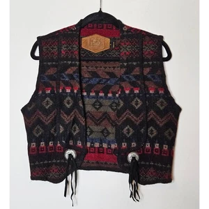 Chaleco Woolrich Vintage Mezcla Lana Concho Mujer Pequeño Azteca Western Flecos Boho - Imagen 1 de 5