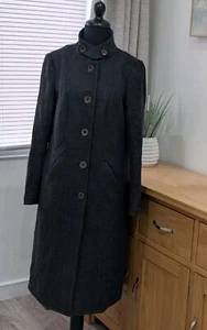 Abrigo de Invierno DKNY Gris Lana Talla Pequeña S Largo Largo Bolsillos Laterales Ajuste y Acampanado  - Imagen 1 de 21