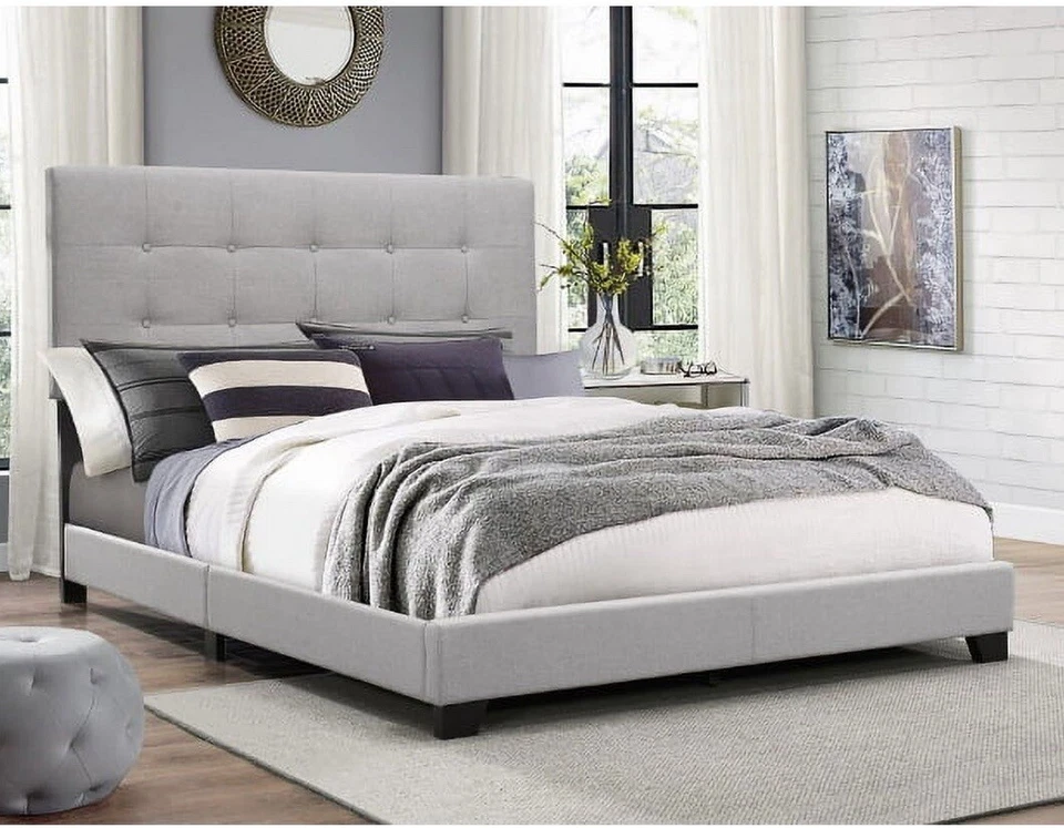Cama queen size Crown Mark Florence painel cinza - Imagem 1 de 2