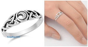 BONITO ANILLO DE PLATA ESTERLINA 925 DISEÑO CELTA LUNA 6MM TALLAS 5 A 10 - Imagen 1 de 4