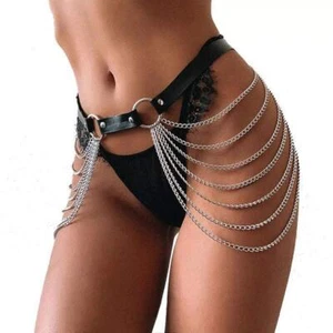 Punk Taillenkette Leder Lagenlook Bauch Körperketten Körperzubehör Gürtel Taille - Bild 1 von 5