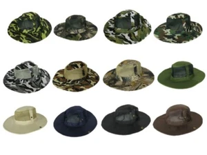 Boonie Mesh Military Camouflage Outdoor Fishing Hiking Hunting W Chin Strap - Picture 1 of 2