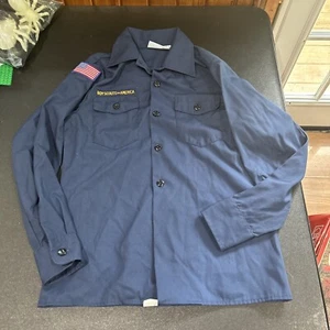 Boy Scouts of America Uniform Medium Navy Blue Long Sleeve Youth Shirt Official - Picture 1 of 5