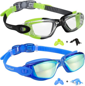 Kids Swim Goggles, Pack of 2 Swimming Goggles for Children Teens, Anti-Fog Anti-