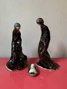 Vintage modern signed studio pottery nativity statues Mary, Joseph baby Jesus - Picture 1 of 12