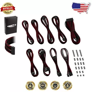 Classic Black + Blood Red ModMesh Sleeved Cable Kit for ASUS ROG & Seasonic PSUs - Picture 1 of 4