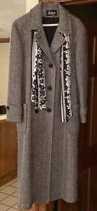 Vintage LORING Wool Coat Herringbone Double Breasted Mid Calf Size Large - Picture 1 of 3