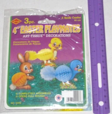 Easter Playmates, 4 inch, blue bird, bunny, chick #44116, Easter 1991, Vintage - Image 1 of 4