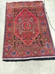 Delightful Antique Kurdish Hamadan? Gholtogh? Rug 3'4" x 4'10" - Freshly Washed - Picture 1 of 9