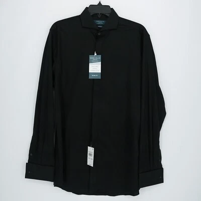 Perry Ellis Tuxedo Shirt 15.5 34/35 SLIM FIT Black French Cuffs Non-Iron NWT - Image 1 of 4