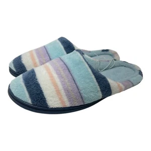 Bobbie Brooks Hausschuhe Damen klein (6-7) blau gestreift Pantoletten NEU - Bild 1 von 6