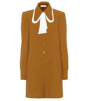 CHLOE Playsuit Romper Pussybow Tie Collar Playsuit Size 40 Rust / White - Image 1 of 4