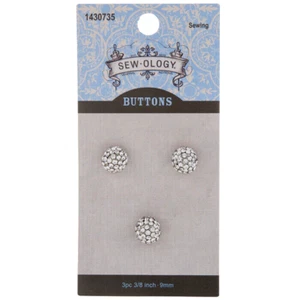 SEW-OLOGY Rhinestone Ball Shank Buttons - 9mm - 3 pcs - Picture 1 of 1
